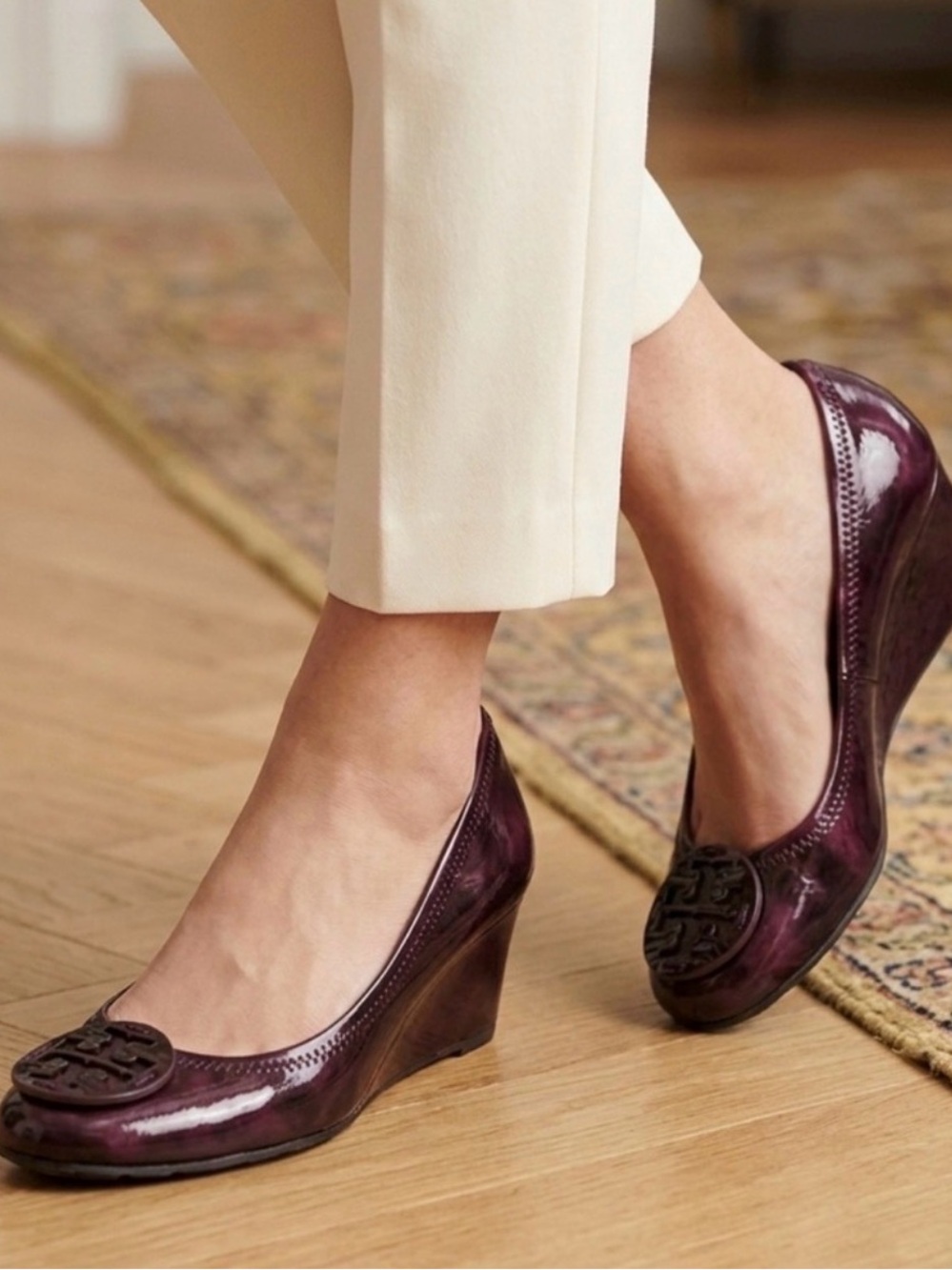 Tory Burch Leather Wedge Pumps